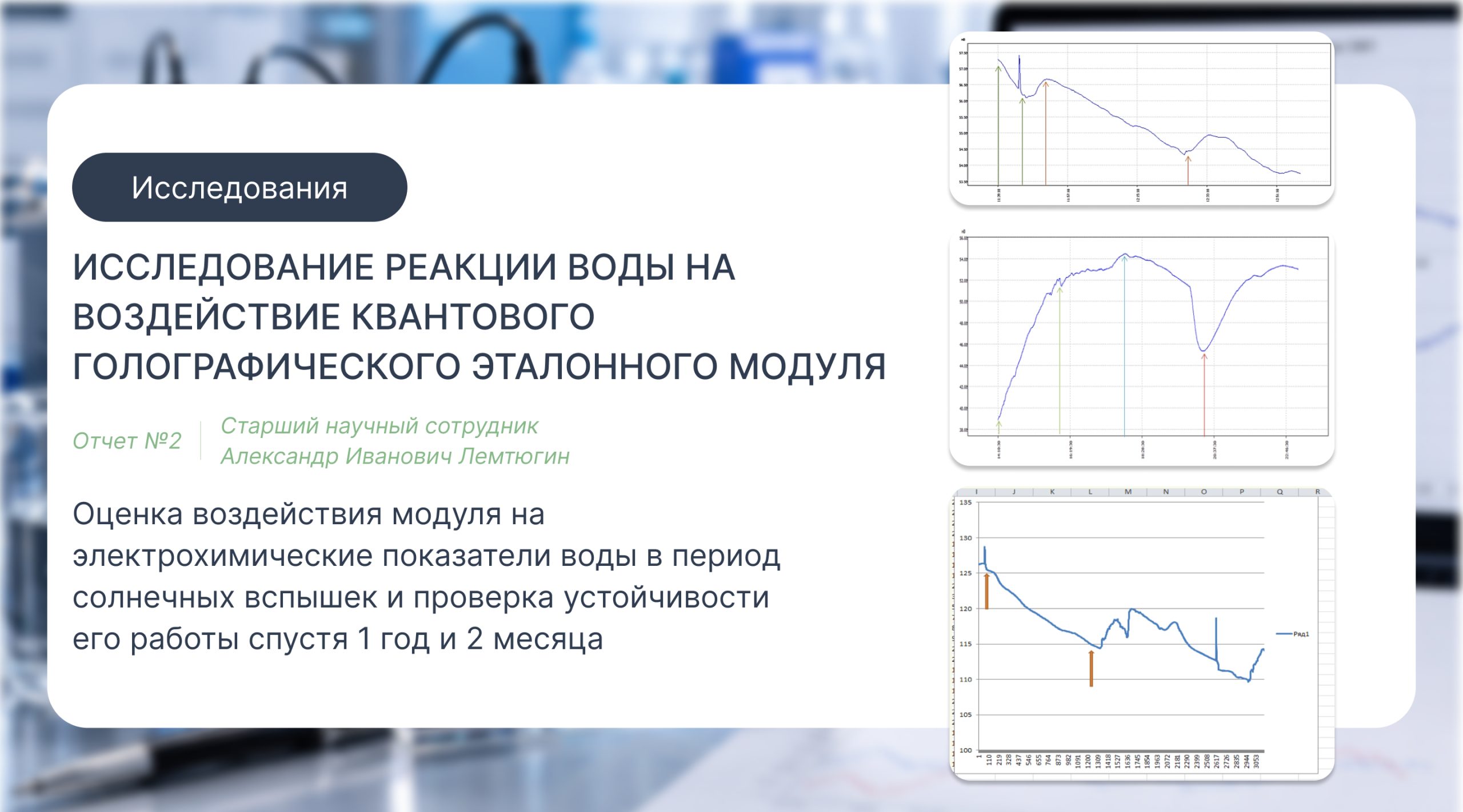 Исследование реакции воды на воздействие квантового голографического эталонного модуля и анализ изменений при вариации радиоактивных и электромагнитных факторов