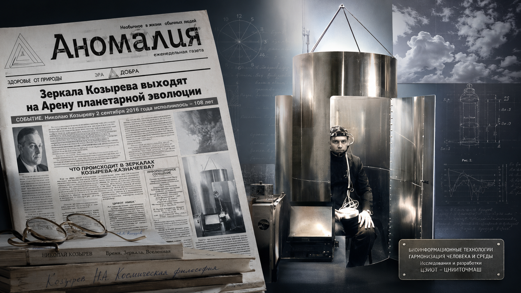 Обложка новости о публикации в газете Аномалия №18 2016, Зеркала Козырева и биоинформационные гармонизаторы ЦИОТ Сфера.